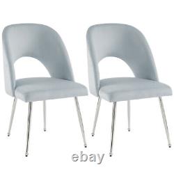 Modern Set of 2 Dining Chair Velvet Upholstered Accent Chair with Metal Legs QW