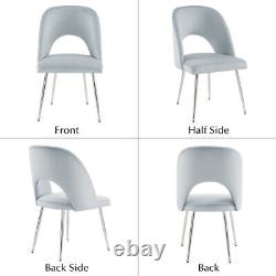 Modern Set of 2 Dining Chair Velvet Upholstered Accent Chair with Metal Legs QW