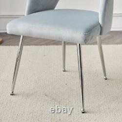 Modern Set of 2 Dining Chair Velvet Upholstered Accent Chair with Metal Legs QW