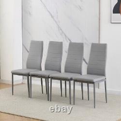 Modern Set of 4 Faux Leather Dining Chairs Padded Seat Kitchen Dinning Room Grey