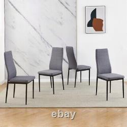 Modern Set of 4 Linen Fabric Dining Chairs Padded Seat Kitchen Dinning Room Grey