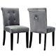 Modern Silver Grey Dining Chair Soft Velvet Kitchen Seat With Knocker Ring Back