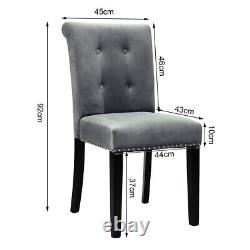 Modern Silver Grey Dining Chair Soft Velvet Kitchen Seat with Knocker Ring Back