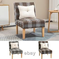Modern Upholstered Dining Chair, Linen-Touch Fabric Comfy Chair Armless