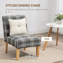 Modern Upholstered Dining Chair, Linen-Touch Fabric Comfy Chair Armless Grey