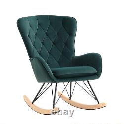 Modern Upholstered Rocking Chair Recliner Armchair Wing Back Accent Chairs Sofa
