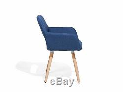 Modern Upholstered Set of 2 Dining Chairs Cobalt Blue Fabric Wooden Legs Chicago