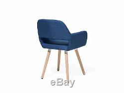 Modern Upholstered Set of 2 Dining Chairs Cobalt Blue Fabric Wooden Legs Chicago