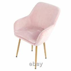 Modern Velvet Pink Accent Chair Living Room Armchair Upholstered Dining Chair