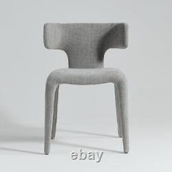 Monterey Dining Chair Fully Upholstered Grey Fabric Hammerhead Shape Backrest