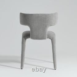 Monterey Dining Chair Fully Upholstered Grey Fabric Hammerhead Shape Backrest