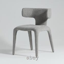 Monterey Dining Chair Fully Upholstered Grey Fabric Hammerhead Shape Backrest