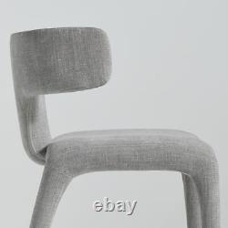 Monterey Dining Chair Fully Upholstered Grey Fabric Hammerhead Shape Backrest