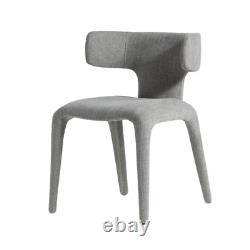 Monterey Dining Chair Fully Upholstered Grey Fabric Hammerhead Shape Backrest