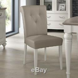 Montreux Soft Grey Upholstered Leather Chair (Pair) Bentley Designs