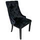 Multi Colour Crushed Velvet Knocker Back Dining Chairs Button Fabric Wood Legs