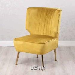 Mustard Yellow Ochre Velvet Accent Upholstered Occasional Bedroom Chair (gb450)