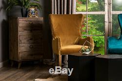 Mustard Yellow Velvet Dining Chair With Armrests, Upholstered Carver Chair