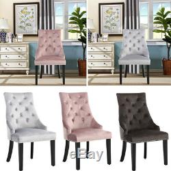 NEW 2/4pcs Crushed Velvet Upholstered Dining Bedroom Room Chair Accent Seat Home