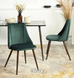 NEW Maidste Velvet Upholstered Dining Chair with BLACK Legs (Set of 2)