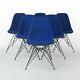 Navy Blue Set (6) Herman Miller Original Eames Upholstered Dsr Side Shell Chairs