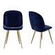 Navy Blue Upholstered Velvet Dining Chairs With Gold Legs Set Of 2 Je Jnn001