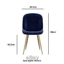 Navy Blue Upholstered Velvet Dining Chairs with Gold Legs Set of 2 Je JNN001
