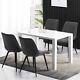 New 120cm Dining Table And 6 Chairs Velvet Upholstered Chairs Black Metal Leg Uk
