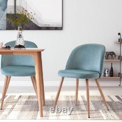 New 2pcs Dining Chairs Velvet Upholstered Seat Wood Legs For Kitchen Dining Room