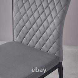 New 4/6 Faux Leather/Velvet Padded Dining Chairs Metal leg Grey Office chairs UK