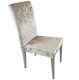 New Assembled Silver Crushed Velvet Upholstered Dining Accent Chair Metal Frame