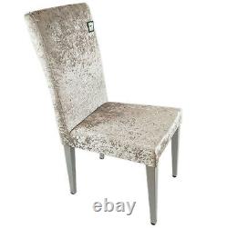 New Assembled Silver Crushed Velvet Upholstered Dining Accent Chair Metal Frame