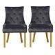 New Charcoal Dark Grey Modern Kaylee Premium Luxury Pair Of Velvet Dining Chairs