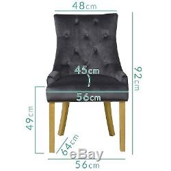 New Charcoal Dark Grey Modern Kaylee Premium Luxury Pair of Velvet Dining Chairs