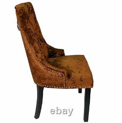 New Copper Crushed Velvet Knocker Back Windsor Dining Accent Chair Button Fabric