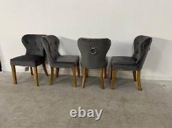 New Ex-Display DeBranded Upholstered Knocker Back Dining Chair X 4 In Grey