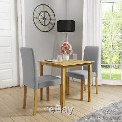New Haven Small Kitchen Dining Set With 2 Grey Upholstered Chairs