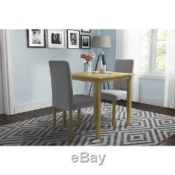 New Haven Small Kitchen Dining Set With 2 Grey Upholstered Chairs