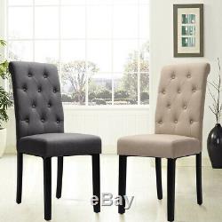 New Set of 2 Modern Fabric Upholstered Dinning Chairs Large Padded Seat Chair UK
