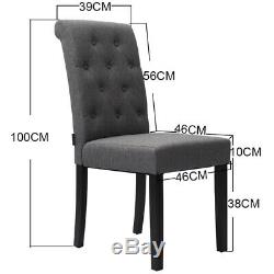 New Set of 2 Modern Fabric Upholstered Dinning Chairs Large Padded Seat Chair UK