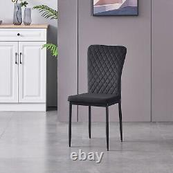 New Set of 4/6 Dining Chairs Padded Seat High back Metal Legs Home Furniture