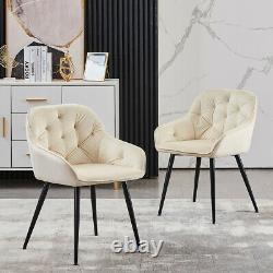 Noble Set of 2 Dining Chairs Velvet Armchairs Upholstered Soft Seat Back Metal
