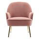 Nordic Metal Leg Velvet Accent Tub Chair Wing Back Armchair Lounge Dining Chair
