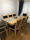 Oak Extendable Dining Table, 8 Upholstered Chairs, Made To Measure Glass Top
