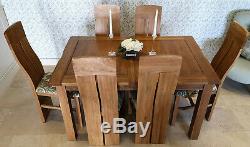 Oak Furniture Land Set of 6 Solid Oak Upholstered Dining Chairs (Chairs only)
