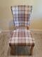 Oak Furniture Land Upholstered Curve Back Dining Chairs X 6 In Brown Check