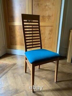 Oak Upholstered High Back Slatted Dining Chairs 10 Available Teal Colour Seat