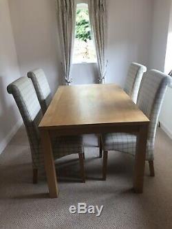 Oak Veneer Dining Table and 4 x NEXT Upholstered Dining Chairs
