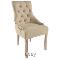 Oatmeal Pair of Stella Solid Larch Wood Dining Chairs Upholstered Fabric Seat