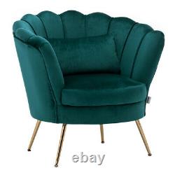 Occasional Velvet Sofa Scalloped Back Upholstered Armchair Dining Chairs Lounge
